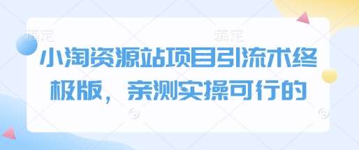 小淘资源站项目引流术终极版,亲测实操可行的-网赚副业网