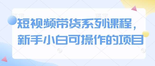 短视频带货系列课程,新手小白可操作的项目-网赚副业网