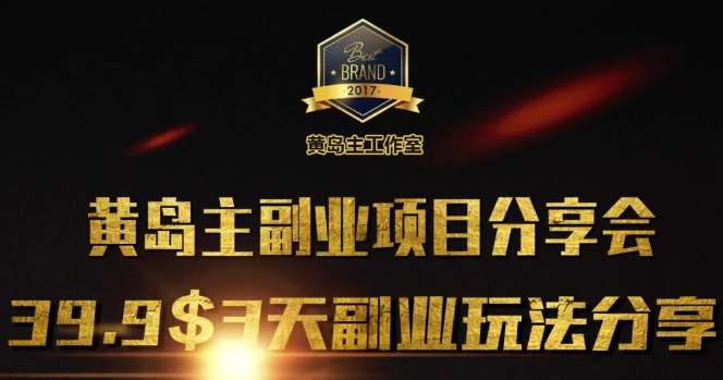 黄岛主副业分享会1期:3天3个副业玩法,速度上车-网赚副业网