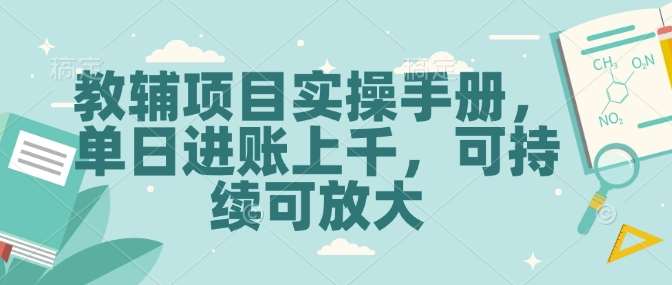 教辅项目实操手册,单日进账上千,可持续可放大-网赚副业网