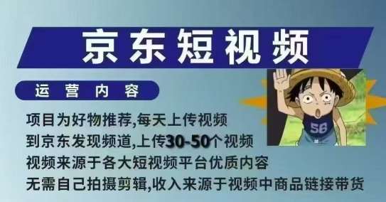京东短视频带货课,无需自己拍摄剪辑,保姆式教学,两天快速上手-网赚副业网