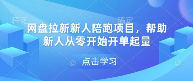 网盘拉新新人陪跑项目，帮助新人从零开始开单起量-网赚副业网