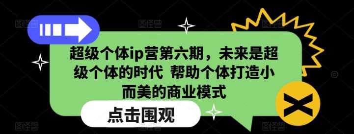 超级个体ip营第六期,未来是超级个体的时代 帮助个体打造小而美的商业模式-网赚副业网