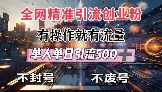 全网独家引流创业粉,有操作就有流量,单人单日引流500+,不封号、不费号-网赚副业网