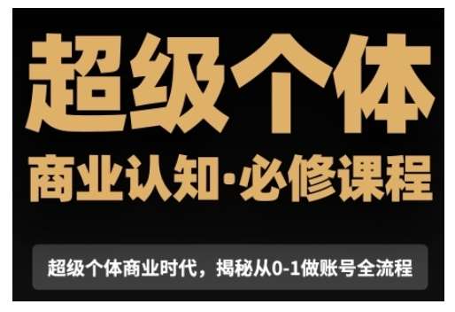 超级个体商业认知觉醒视频课,商业认知·必修课程揭秘从0-1账号全流程-网赚副业网