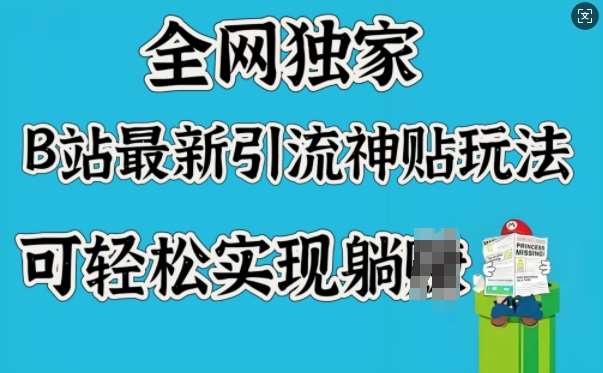 全网独家，B站最新引流神贴玩法，可轻松实现躺Z-网赚副业网