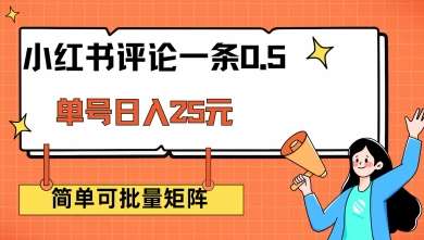 小红书评论一条0.5元 单账号一天可得25元 可矩阵操作 简单无脑靠谱【揭秘】-网赚副业网