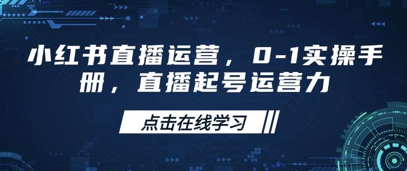 小红书直播运营，0-1实操手册，直播起号运营力-网赚副业网