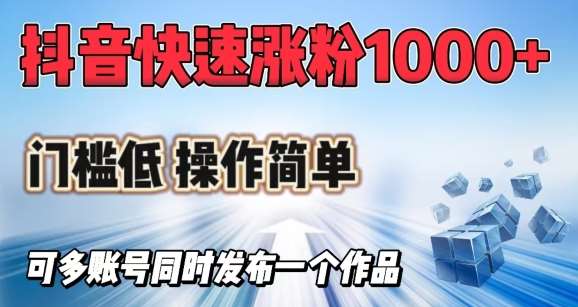 抖音快速涨1000+粉，门槛低操作简单，可多账号同时发布一个作品-网赚副业网
