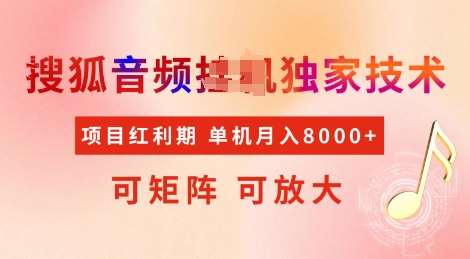 全网首发搜狐音频挂JI独家技术,项目红利期,可矩阵可放大,稳定月入8k【揭秘】-网赚副业网