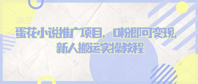蛋花小说推文项目,0粉即可变现,新人搬运实操教程-网赚副业网