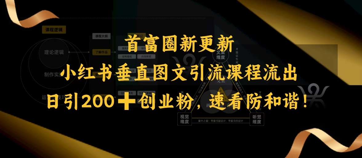 小红书垂直图文引流课程流出,日引200+创业粉,速看防和谐-网赚副业网