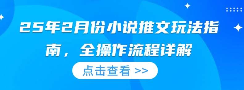 25年2月份小说推文玩法指南,全操作流程详解-网赚副业网