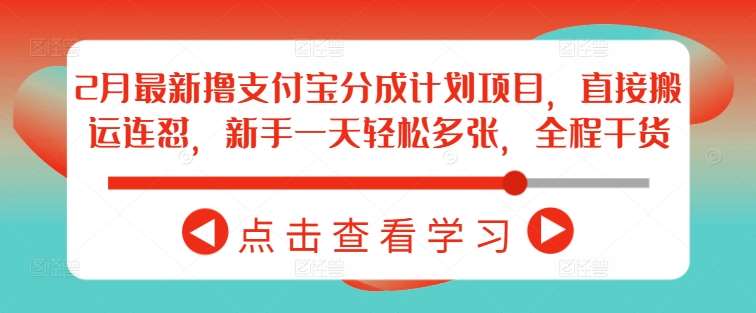 2月最新撸支付宝分成计划项目,直接搬运连怼,新手一天轻松多张,全程干货-网赚副业网