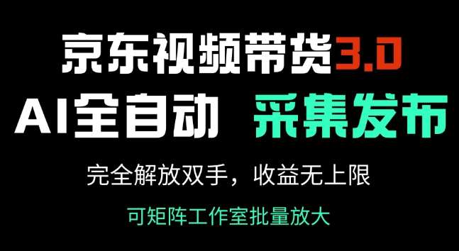 京东视频带货3.0,Ai全自动采集+自动发布,完全解放双手,收入无上限-网赚副业网
