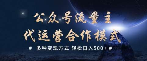 公众号流量主代运营 多种变现方式 轻松日入5张【揭秘】-网赚副业网