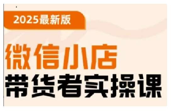 2025最新版微信小店带货者实操课，基础操作到高级运营技巧，快速上手-网赚副业网