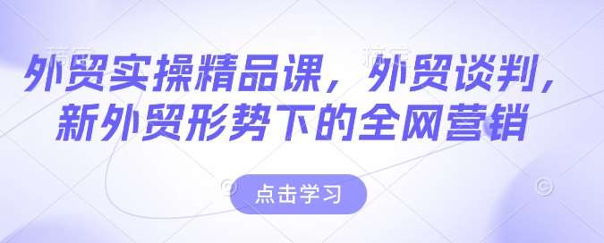 外贸实操精品课,外贸谈判,新外贸形势下的全网营销-网赚副业网