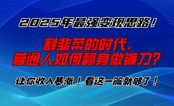 2025年最强变现思路,割韭菜的时代, 普通人如何翻身做镰刀?【揭秘】-网赚副业网