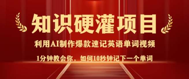 知识硬灌,10秒钟让你记住一个单词,3分钟一个视频,日入多张不是梦-网赚副业网
