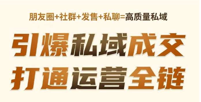 高成交私聊转化,引爆私域成交,打通运营全链-网赚副业网