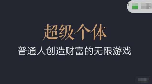 超级个体2024-2025翻盘指南,普通人创造财富的无限游戏-网赚副业网