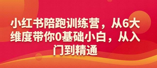 小红书陪跑训练营,从6大维度带你0基础小白,从入门到精通-网赚副业网