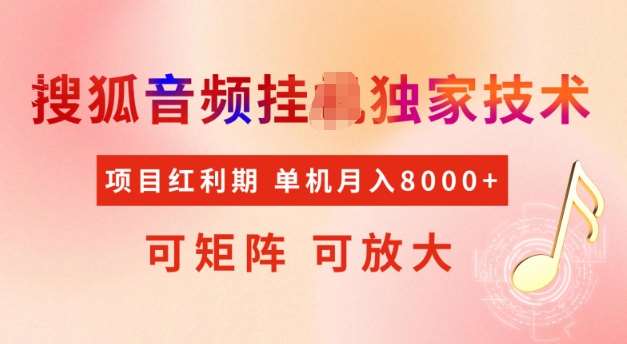 首发搜狐音频挂JI,项目红利期,可矩阵可放大,稳定月入5k【揭秘】-网赚副业网