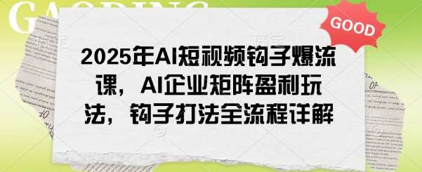 2025年AI短视频钩子爆流课,AI企业矩阵盈利玩法,钩子打法全流程详解-网赚副业网