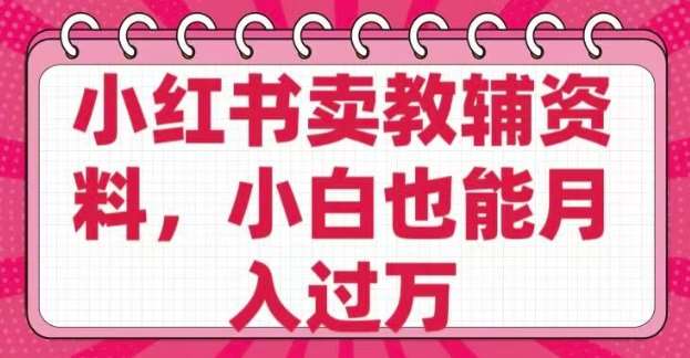 小红书卖教辅资料,0 成本,纯利润,售后成本极低,小白也能月入过W-网赚副业网