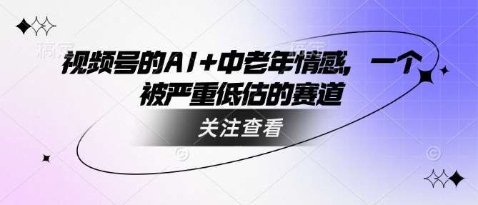视频号的AI+中老年情感,一个被严重低估的赛道-网赚副业网