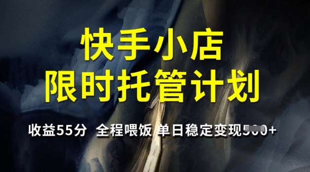 快手小店限时托管计划,收益55分,全程喂饭,单日稳定变现5张【揭秘】-网赚副业网