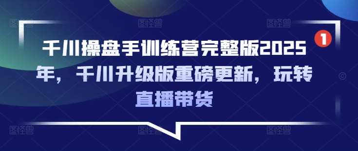 千川操盘手训练营完整版2025年,千川升级版重磅更新,玩转直播带货-网赚副业网