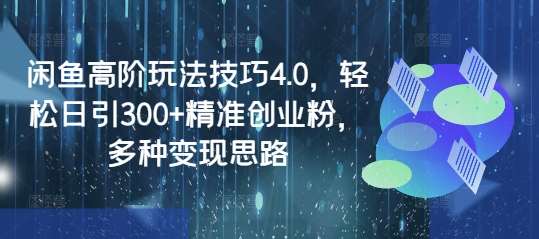 闲鱼高阶玩法技巧4.0,轻松日引300+精准创业粉,多种变现思路-网赚副业网