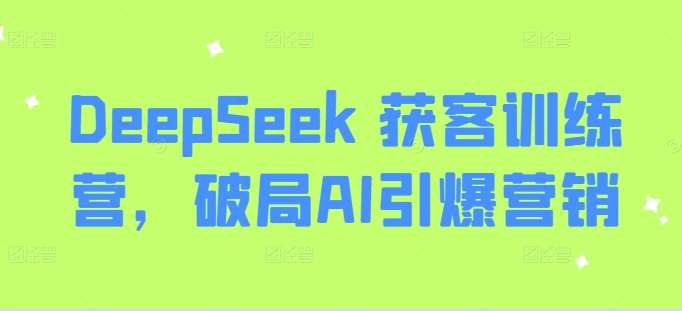 DeepSeek 获客训练营,破局AI引爆营销-网赚副业网