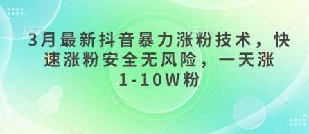 3月最新抖音暴力涨粉技术,快速涨粉安全无风险,一天涨1-10W粉-网赚副业网