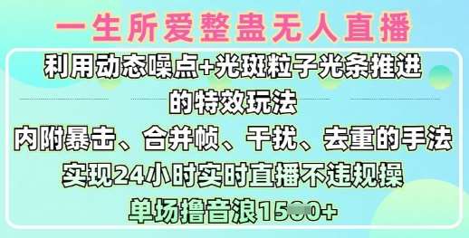 一生所爱无人整蛊升级版9.0,利用动态噪点+光斑粒子光条推进的特效玩法,实现24小时实时直播不违规操,单场日入1.5k-网赚副业网