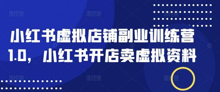 小红书虚拟店铺副业训练营1.0,小红书开店卖虚拟资料-网赚副业网