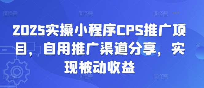 2025实操小程序CPS推广项目,自用推广渠道分享,实现被动收益-网赚副业网