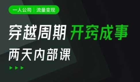 一人公司:流量变现课,一人公司的方法模型拆解, 拆解富人思维,流量思维,小老板思维等-网赚副业网