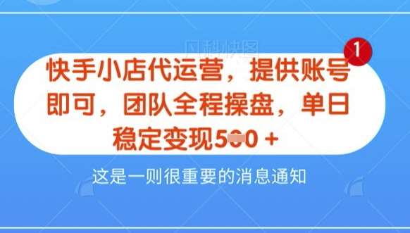 【快手小店代运营3.0】,模式新升级,收益五五分,稳定单日8张【揭秘】-网赚副业网