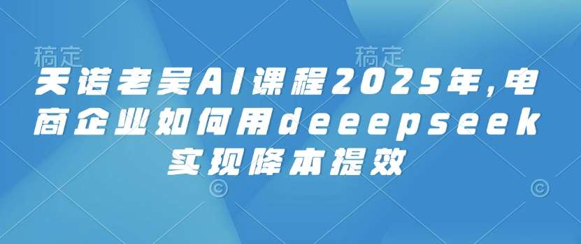 天诺老吴AI课程2025年,电商企业如何用deeepseek实现降本提效-网赚副业网