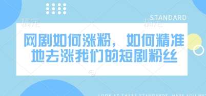 网剧如何涨粉,如何精准地去涨我们的短剧粉丝-网赚副业网