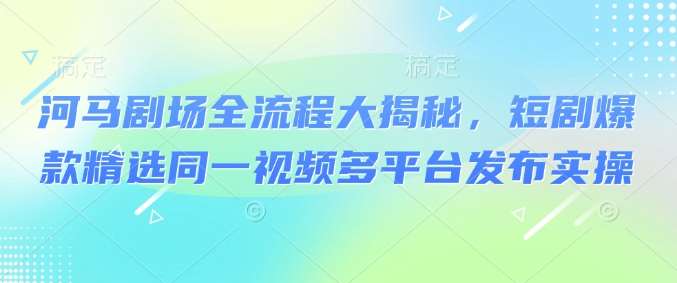 河马剧场全流程大揭秘，短剧爆款精选同一视频多平台发布实操-网赚副业网