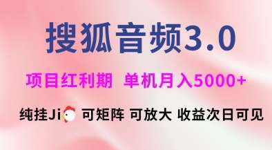 搜狐音频挂ji3.0.可矩阵可放大,独家技术,稳定月入5000+【揭秘】-网赚副业网