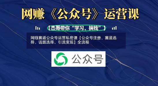 网创赛道公众号运营私密课【公众号注册、赛道选择、话题选择、引流变现】全流程-网赚副业网