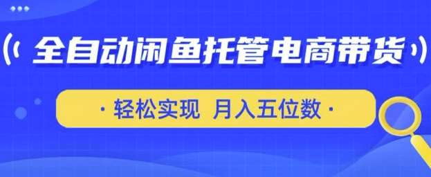 全自动闲鱼托管式电商带货,只需一部安卓手机和一个闲鱼号,轻松实现月入五位数【揭秘】-网赚副业网