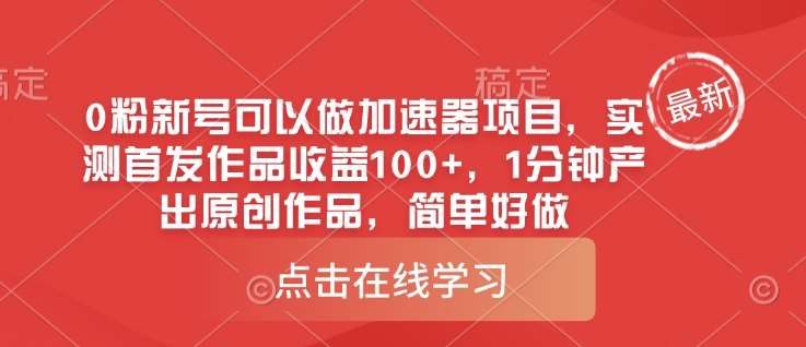 0粉新号可以做的加速器项目,实测首发作品收益100+,1分钟产出原创作品,简单好做-网赚副业网