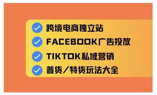 跨境电商独立站及全域流量营销,从0基础快速入门并精通跨境电商运营-网赚副业网