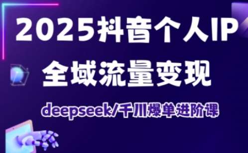 2025抖音个人IP全域流量变现进阶课，deepseek千川爆单进阶课-网赚副业网